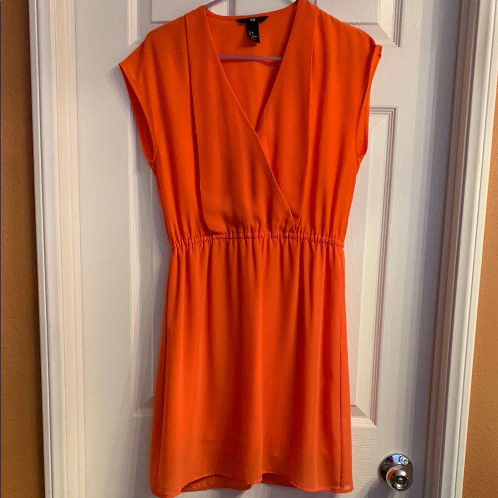 H&M Orange Sleeveless V-Neck Sundress